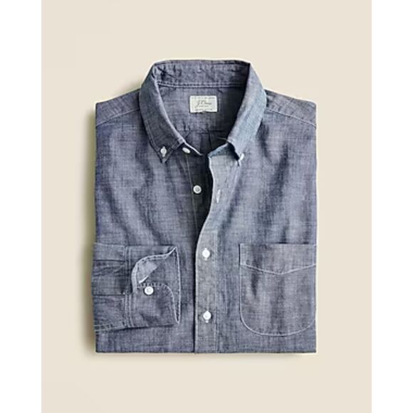 J.CREW Men's Blue Chambray Button Down Shirt Slim Medium Organic Cotton Casual - Picture 10 of 10
